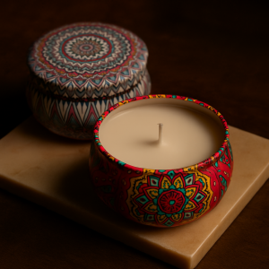 Mandala Tin Candle