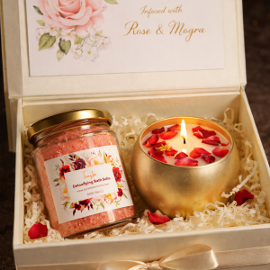 Mogra Rose Candle & Bath Salt combo